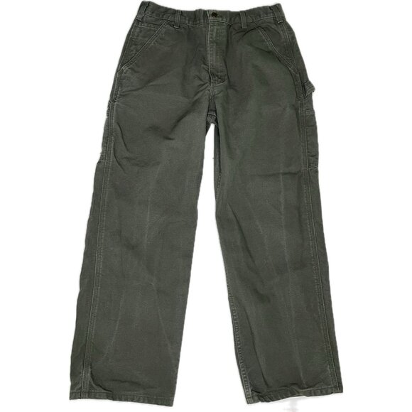 Vintage Carhartt Pants Mens 34x28 Green Dungaree B11 MOS Work Loose Carpenter - Picture 2 of 8
